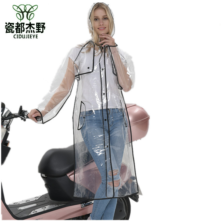 EVA fashion Korean style fully transparent raincoat color covered long windbreaker adult full body hiking raincoat