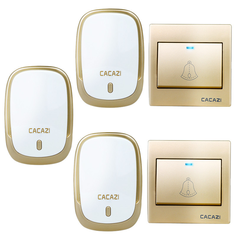 智能无线数码远距离遥控门铃 86大板按键 呼叫器家用门铃二拖三