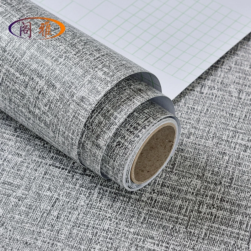 Self-Adhesive PVC Wallpaper, Imitation Linen Pattern, Waterproof & Moisture-Proof, Various Widths