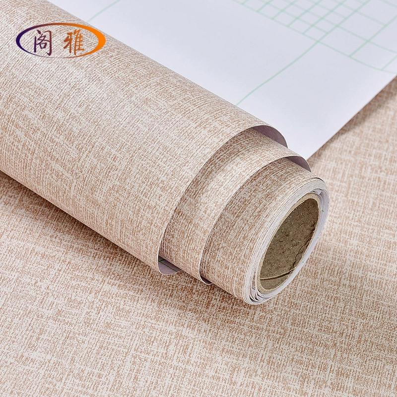 Self-Adhesive PVC Wallpaper, Imitation Linen Pattern, Waterproof & Moisture-Proof, Various Widths