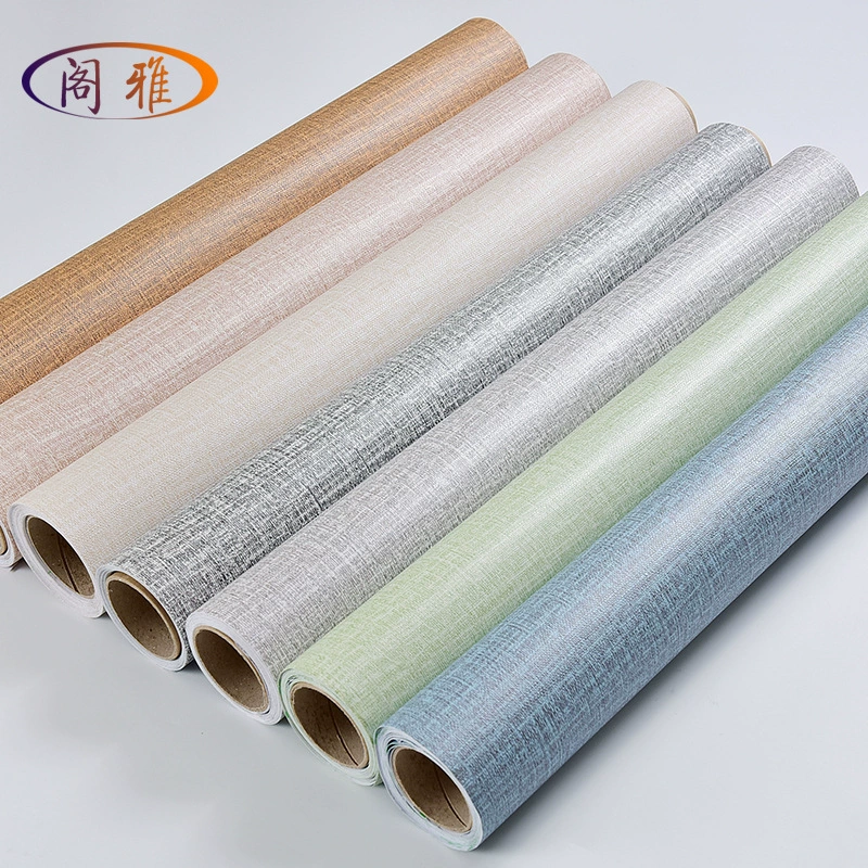 Self-Adhesive PVC Wallpaper, Imitation Linen Pattern, Waterproof & Moisture-Proof, Various Widths