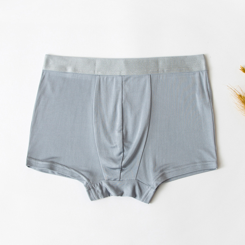 Plain Silk seamless men's elastic sports boxer briefs mulberry silk breathable boxer briefs men's thin summer
