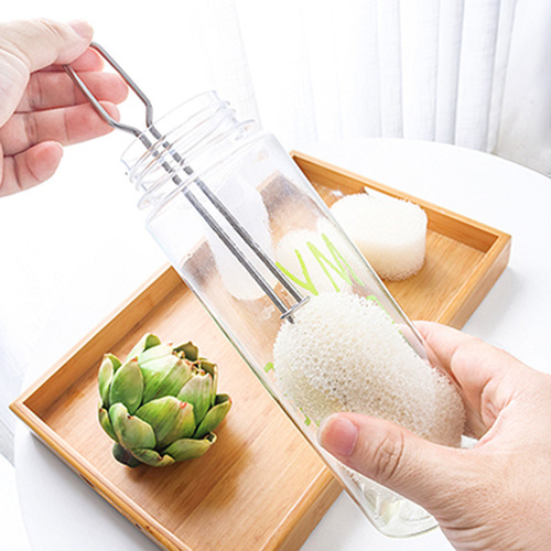 Replaceable brush head cleaning cup brush long handle 360 ​​degree bottle brush household antibacterial bottle brush creative sponge brush