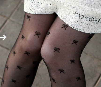 Tattoo sheer tights, spring-summer thin patterned stockings, black & white, multiple designs