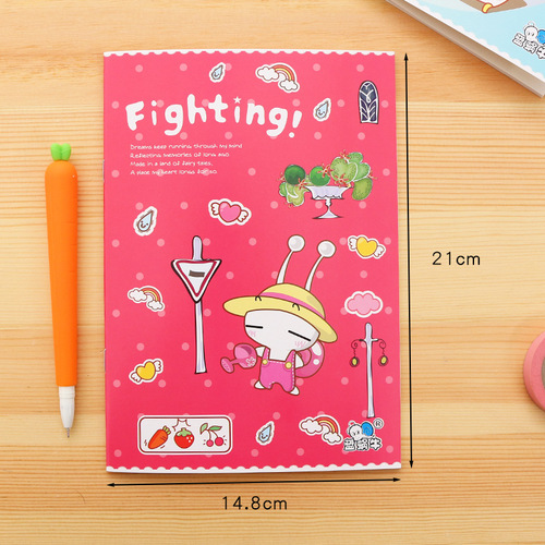 Yalong blue snail cartoon A5 soft-sided copy exercise book saddle-stitch notebook student English homework book