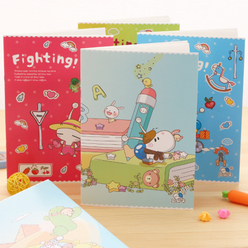 Yalong blue snail cartoon A5 soft-sided copy exercise book saddle-stitch notebook student English homework book