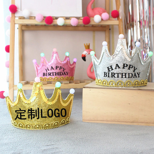 Birthday Glow Crown Party Supplies Creative Gifts with Lights Children's Birthday Cake Glitter Crown Hat