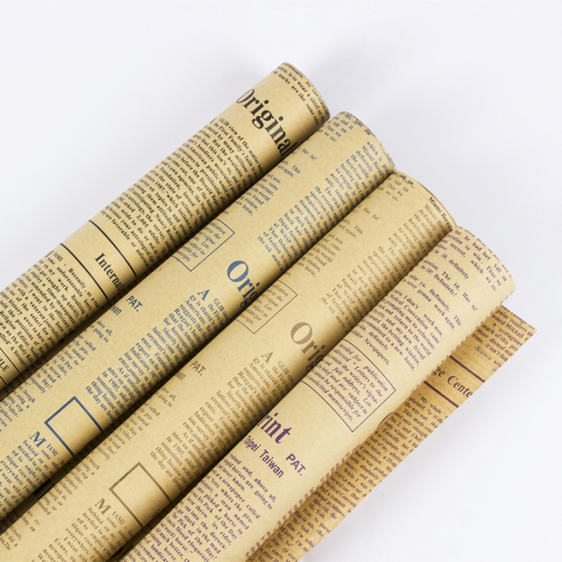 Papel de embalaje de periódico inglés material de embalaje de flores Xinshang amor flor material papel al por mayor floristería suministros ramo de papel