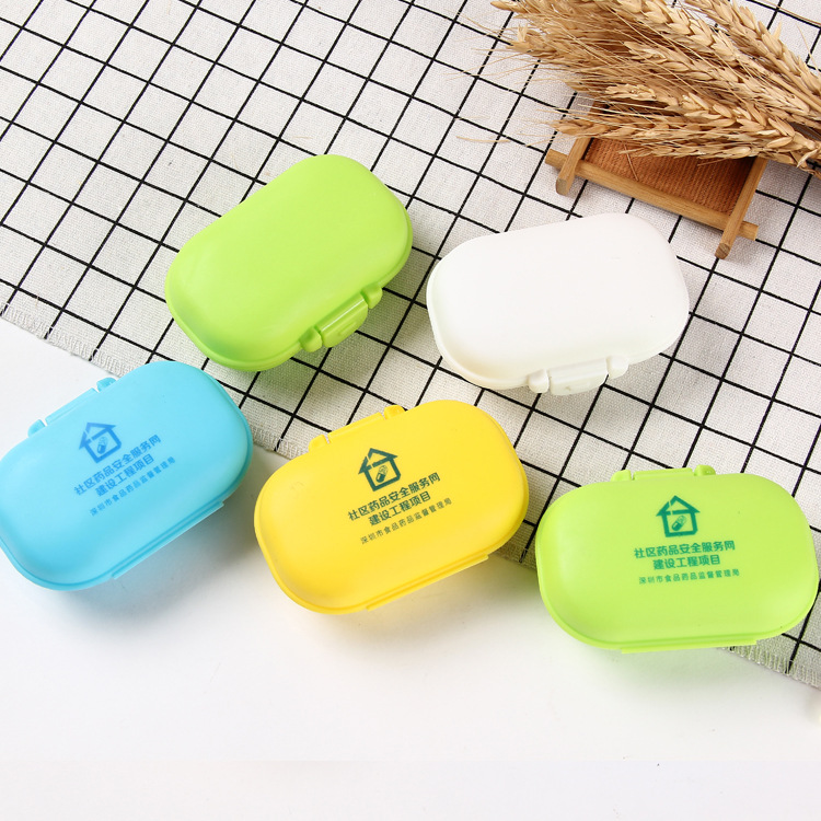 Factory Direct Sales Plastic Pill Box, Portable 4-Compartment Packaging Storage Box, Advertising Gift