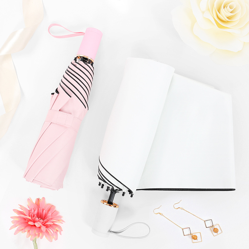 Solid Color Umbrella For Women, UV Protection, Foldable Parasol, Korean Style, Fresh Top Quality Elegant, Dual-Use For Sun And Rain_voghion.com