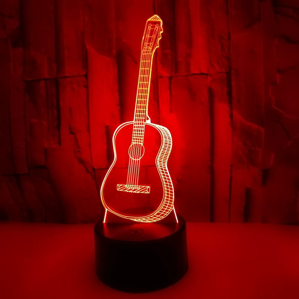 LED guitar, seven-coloured touch night light, creative atmospheric table lamp, (Cross-border trading), 3D, creative gift