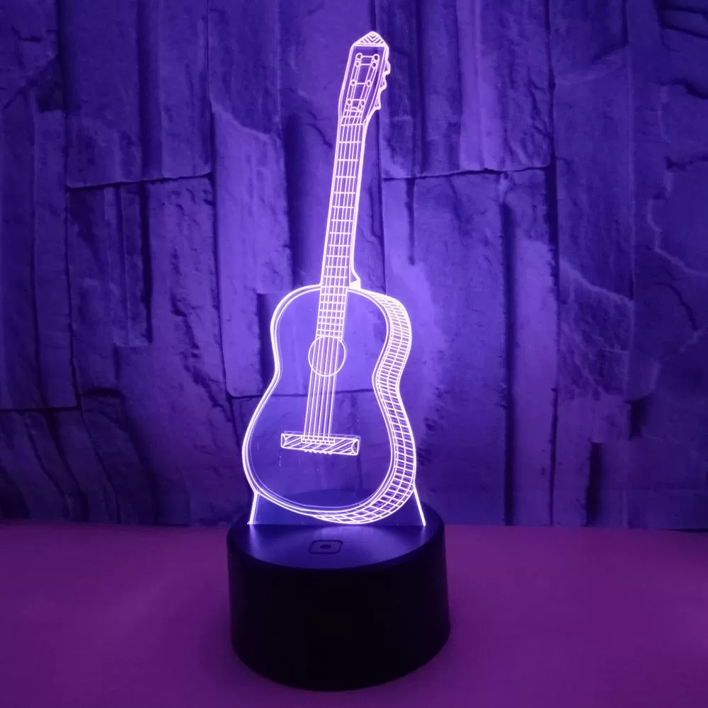 LED guitar, seven-coloured touch night light, creative atmospheric table lamp, (Cross-border trading), 3D, creative gift