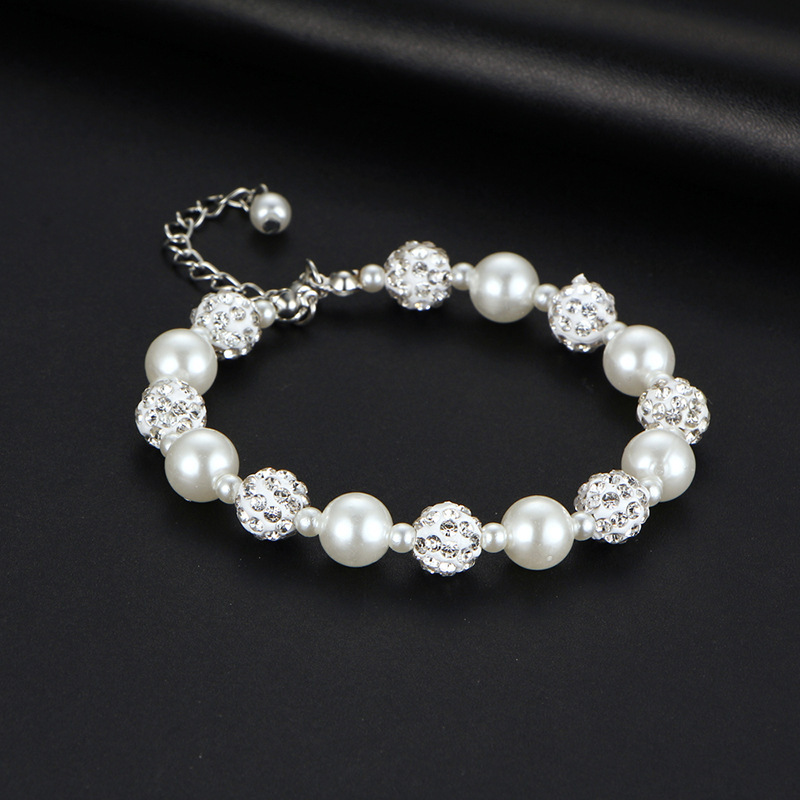 Cross-Border Hot-Selling Diamond Ball Baroque Pearl Bracelet, Fashionable, Simple and High-End Clay Diamond Ball Pearl Bracelet Beads