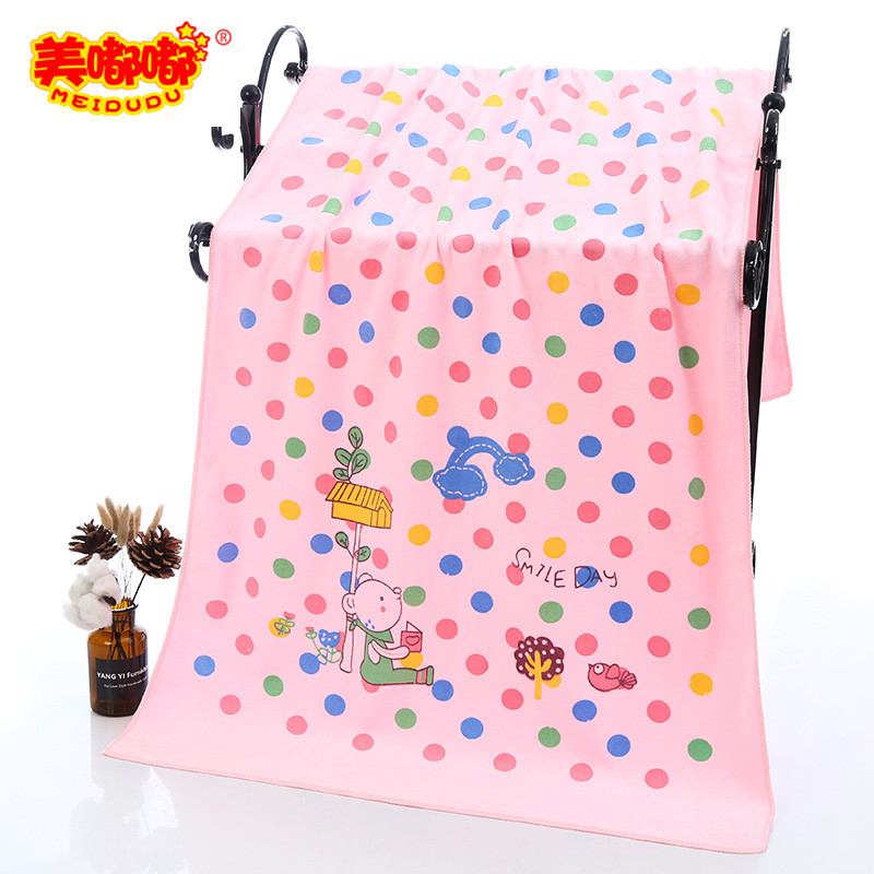 Fine fiber bath towel polyester brocade sanding 350g printed cute cartoon absorbent children's bath beach quick-drying bath towel