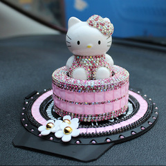 Katie Car Perfume Holder Ceramic Cat Diamond Car Ornament KT Car Interior Decoration Car Perfume Box Wholesale