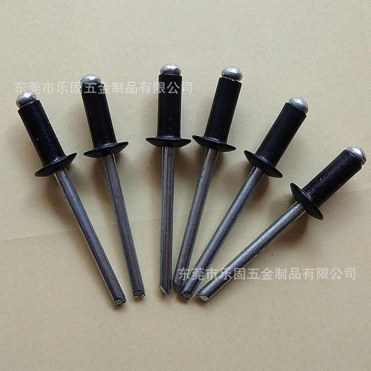 源头工厂直供烤漆铆钉黑色抽芯铆钉黑色拉铆钉4.8*12