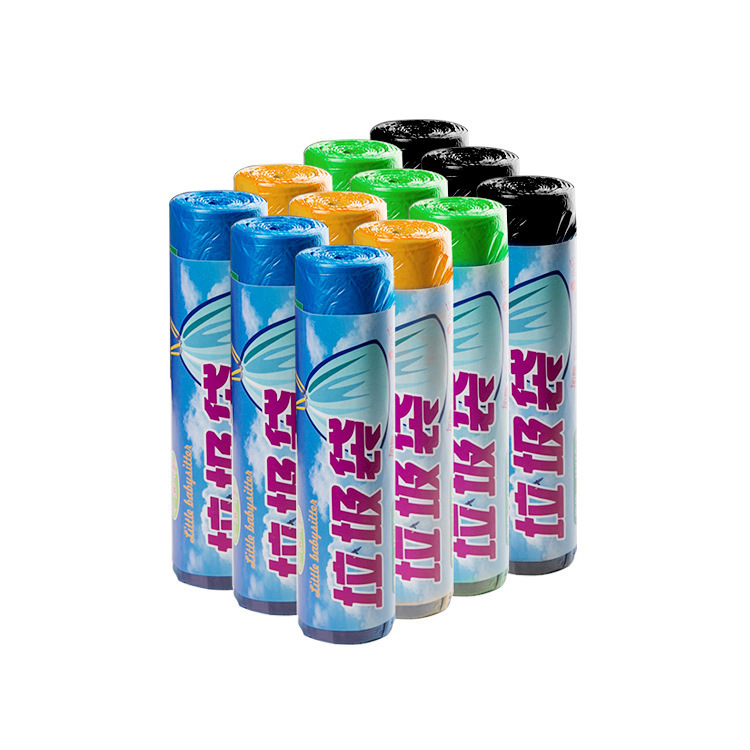 Bolsa de basura grande con cordón para el hogar, tipo de corte de color, bolsa de protección ambiental de plástico engrosada y explosiva para el hogar