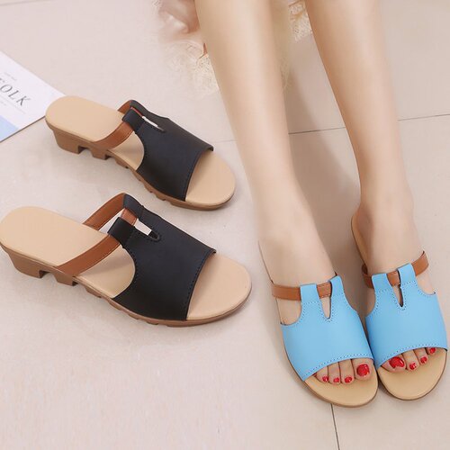 Korean-style fashionable women's shoes wedge sandals, women's summer comfortable thick-soled high-heeled one-piece sandals with rubber soft soles