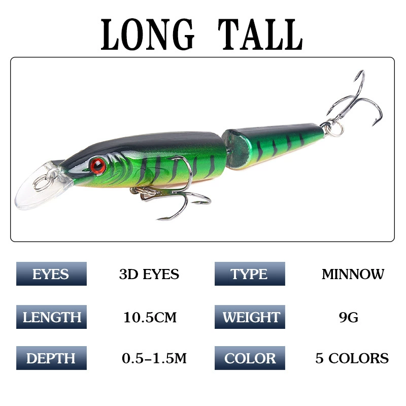 [AliExpress popular lure soft bait two-section hard bait 9g/10.5cm swaying realistic minnow imitation bait hard bait fake bait]