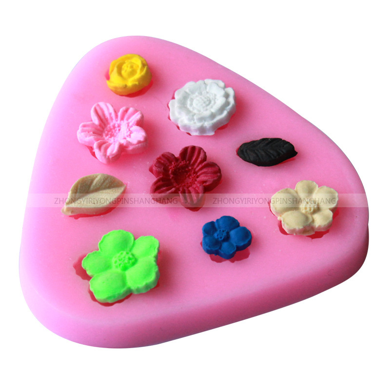 多种花硅胶树脂模 翻糖蛋糕工具 粘土软陶手工皂模具C023