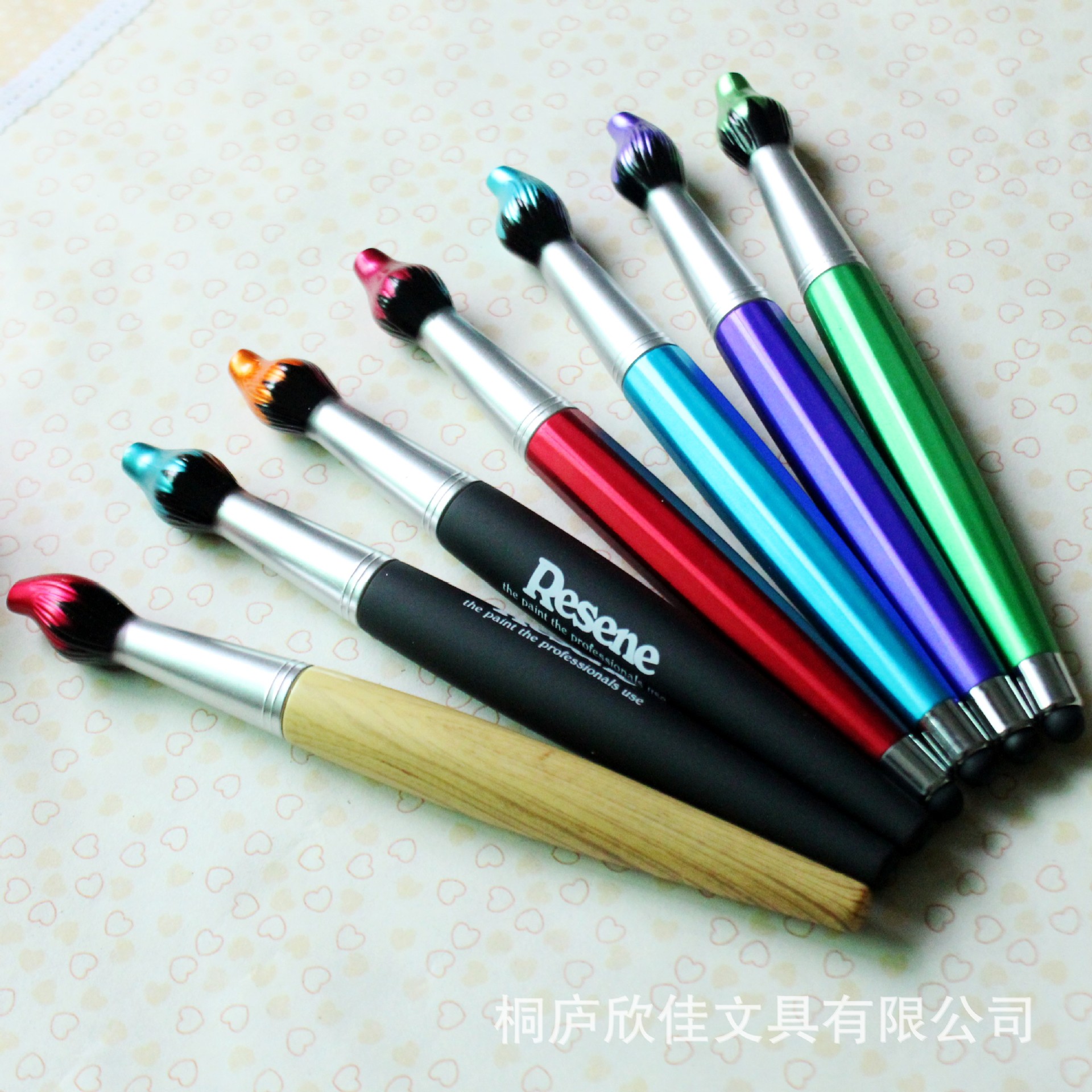 Venta de pintura al óleo pluma de dibujos animados giro de imitación de madera bolígrafo pegamento aerosol publicidad pluma antorcha bolígrafo