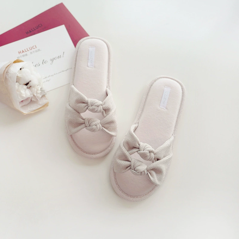 Halluci Summer New Product Bright Silk Double Kats and House Hands and Sleeping Hamsper Women's Permanent Cotton Rubber bottom home slippers
