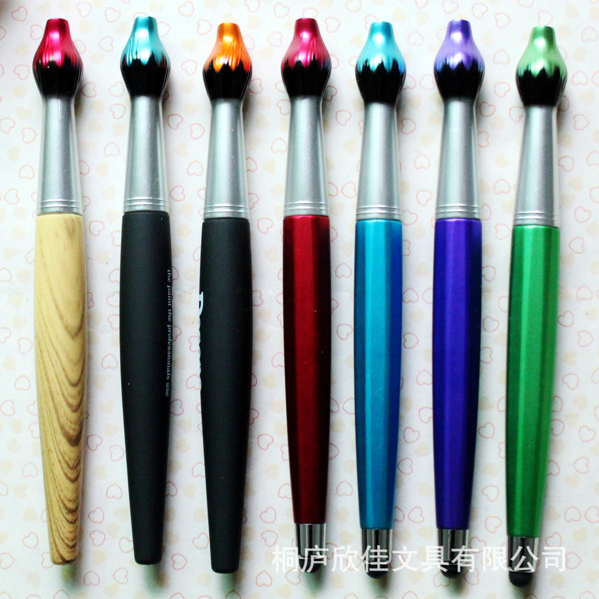 Venta de pintura al óleo pluma de dibujos animados giro de imitación de madera bolígrafo pegamento aerosol publicidad pluma antorcha bolígrafo