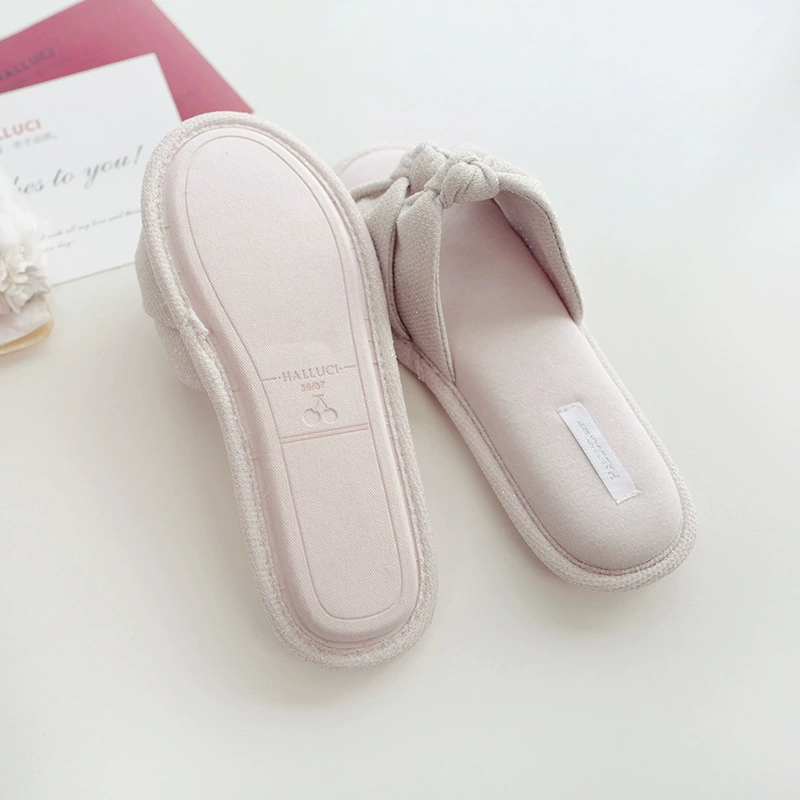 Halluci Summer New Product Bright Silk Double Kats and House Hands and Sleeping Hamsper Women's Permanent Cotton Rubber bottom home slippers
