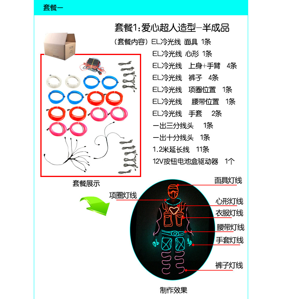 Fiesta anual de danza láser EL etapa luminosa ropa de escenario luminoso Accesorios luminosos LED flash ropa