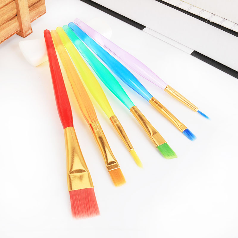 クロスボーダー6点セット児童絵筆キャンディー色プラスチック棒水彩絵筆美術絵筆現物供給|undefined