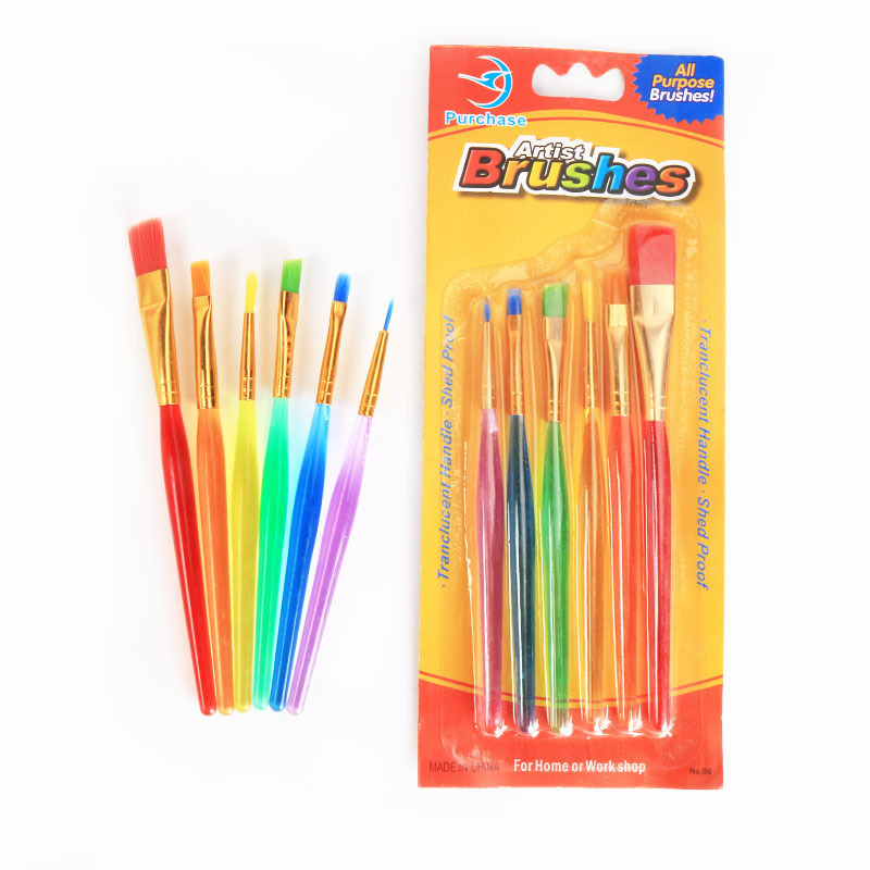 クロスボーダー6点セット児童絵筆キャンディー色プラスチック棒水彩絵筆美術絵筆現物供給|undefined