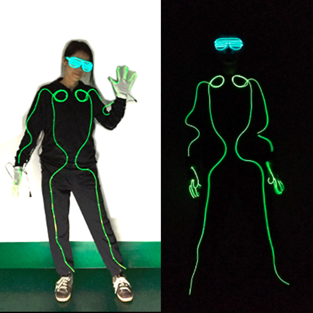 Rana hombre el baile fluorescente talento mostrar partido etapa resplandor ropa Navidad LED resplandor apoyos