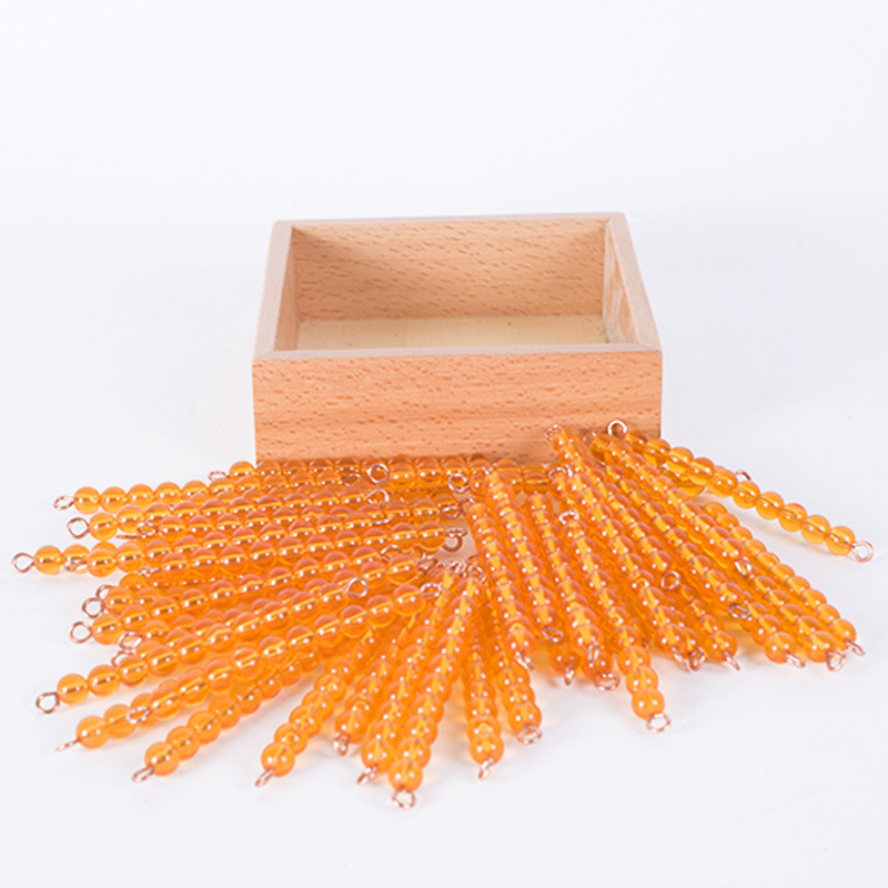 蒙特梭利金色串珠 幼儿园榉木早教益智玩具 批发