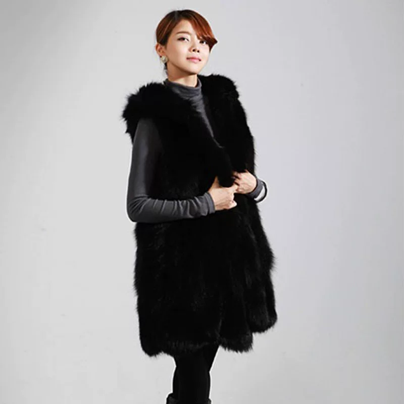 Black keep warm long hoody, vest, jacket, mid-length, Korean style