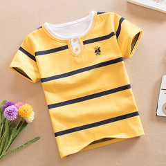New spring and summer short-sleeved striped T-shirt for children and middle-aged children, cotton round neck top, bottoming shirt, children's T-shirt half sleeve