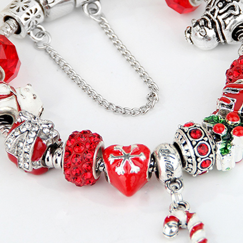 Braccialetti di perline natalizie, braccialetti di perline di cristallo, braccialetti di cristallo rosso natalizio, gioielli creativi in stile europeo e americano, ornamenti per le mani_voghion.com