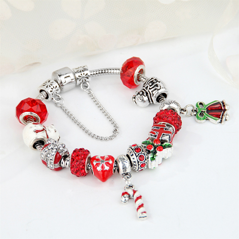 Braccialetti di perline natalizie, braccialetti di perline di cristallo, braccialetti di cristallo rosso natalizio, gioielli creativi in stile europeo e americano, ornamenti per le mani_voghion.com