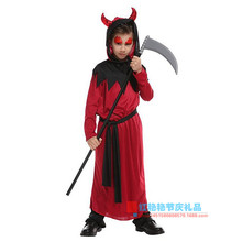 万圣节儿童服装 男童套装红色小恶魔死神恐怖cosplay装扮表演服饰