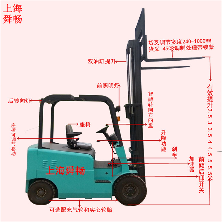 热卖智能电动叉车2吨四轮座驾式电动堆高车 电瓶升高车托盘装卸机