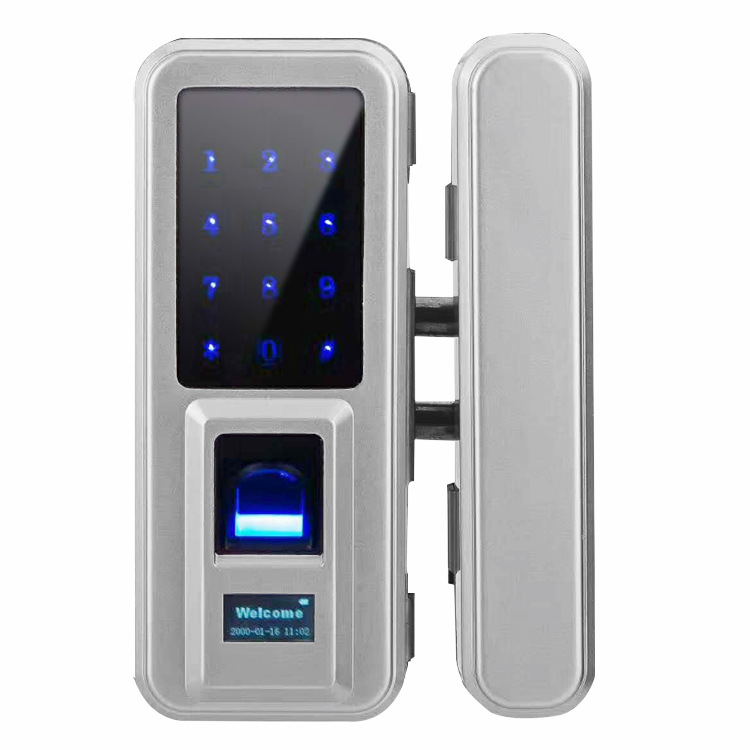 厂家批发办公室玻璃门指纹锁免开孔防盗门智能APP远程指纹密码锁