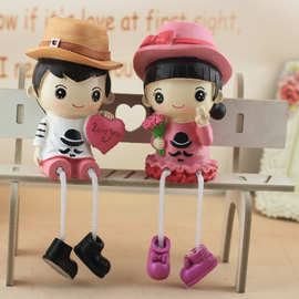 可爱树脂情侣吊脚娃娃客厅卧室家居装饰品摆件高级感小众送人礼物