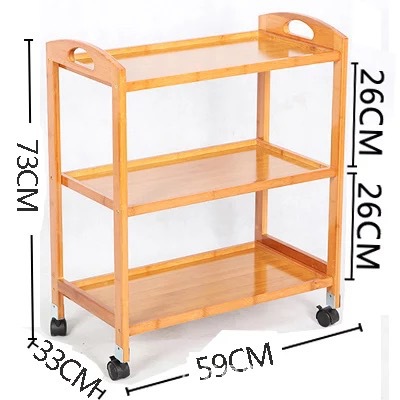 Bambú nuevo portátil comedor coche cocina rack de almacenamiento salón de belleza carro té rack de almacenamiento fábrica de coches al por mayor