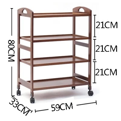Bambú nuevo portátil comedor coche cocina rack de almacenamiento salón de belleza carro té rack de almacenamiento fábrica de coches al por mayor
