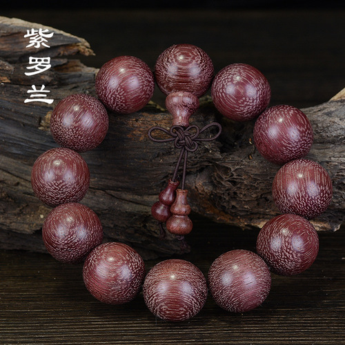 Ji Fangyuan Purple Brazilian Roland Perilla Wood Log Bracelets Mahogany Wenwan Buddhist Beads Rosary Beads Manufacturer Wholesale