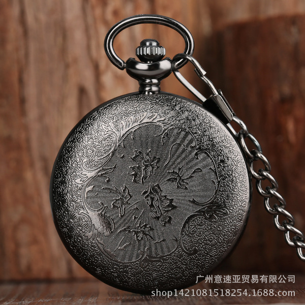 Big black classic retro pocket watch