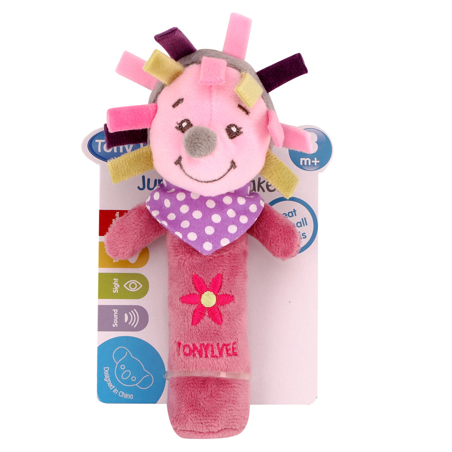Juguete para bebé TonyLvee, sonajero de mano para bebé, sonajero de mano con forma de animal, campana de cama de felpa, interacción entre padres e hijos