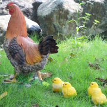 跨境货源公鸡母鸡小鸡摆件庭院花园装饰品家禽鸡模型树脂工艺礼品