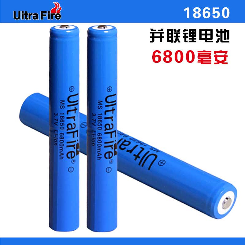 Fuerte linterna de luz 18650 alargado 2 paralelo batería de litio de gran capacidad recargable 3.7v4.2V batería