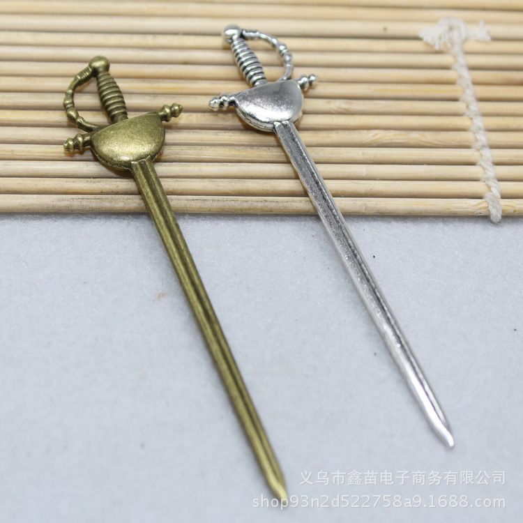 DIY Alloy Jewelry Accessories Retro Xizang Silver Swords and Daggers 6 Styles of Long Sword Accessories Cosplay Western Swords