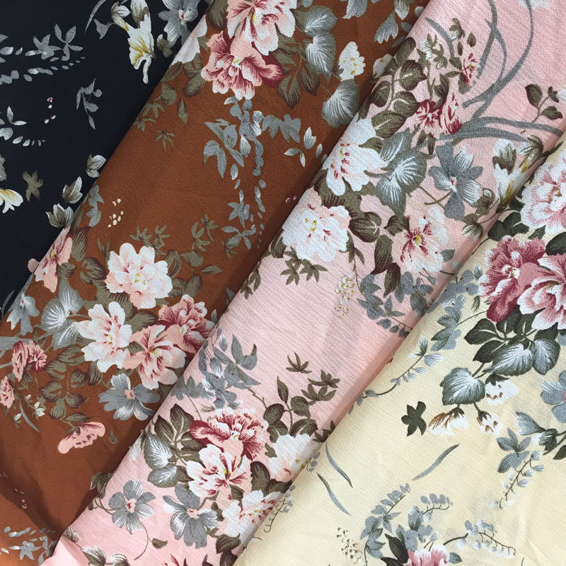 巴黎珠印花 春夏新款雪纺印花面料 时尚女装连衣裙服装面料批发